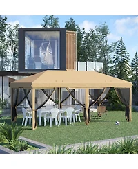 Outsunny Outdoor 10' x 20' Patio Gazebo Outdoor Pop-Up Canopy with Sidewalls, 6 Mesh Walls for Party, Events, Backyard, Lawn