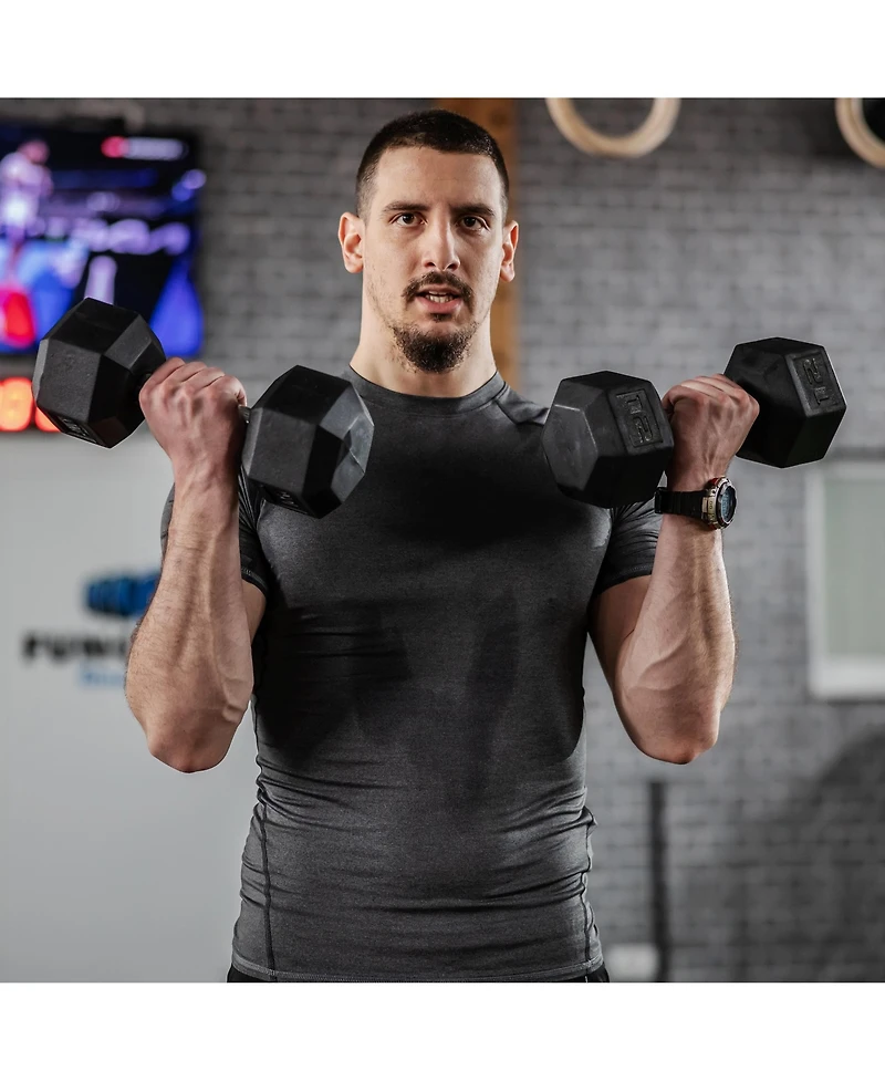 Soozier Hex Rubber Dumbbell Set with Ergonomic Handles