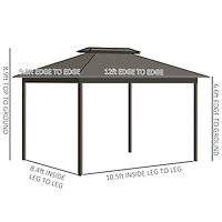 Outsunny 10' x 12' Metal Roof Hardtop Gazebo w/ Curtains & Netting,