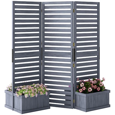 Freesding Outdoor Privacy Screen, 4 Self-Draining Planters,