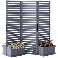 Freesding Outdoor Privacy Screen, 4 Self-Draining Planters,