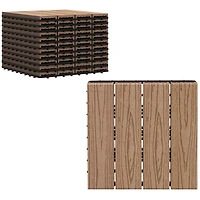 Outsunny 12" 11pc Wood-Plastic Composite Flooring Deck Interlocking Tiles