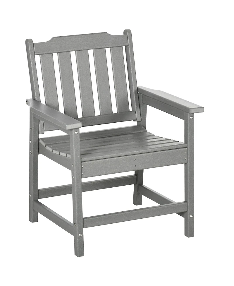 Outsunny Patio Chair with Armrests, Slatted Back Armchair
