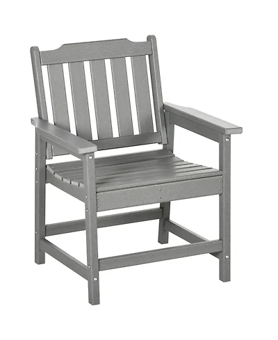 Outsunny Patio Chair with Armrests, Slatted Back Armchair