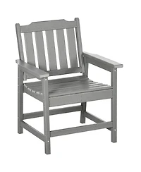 Outsunny Patio Chair with Armrests, Slatted Back Armchair