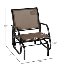 Outsunny Porch Glider, Metal Frame Swing Glider Chair with Breathable Mesh Fabric, Curved Armrests and Steel Frame for Garden, Poolside, Backyard, Bal