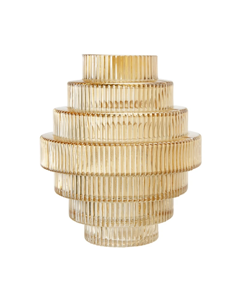 Ab Home Ribbed Geometric Glass Vase, Set of 2