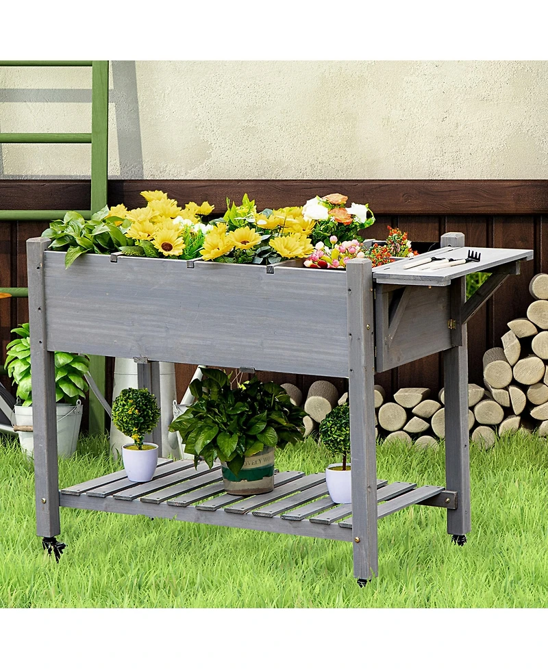 Outsunny 49" x 21" x 34" Raised Garden Bed w/ 8 Grow Grids,