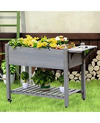 Outsunny 49" x 21" x 34" Raised Garden Bed w/ 8 Grow Grids,