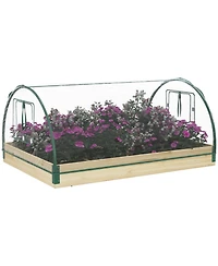 Outsunny Raised Garden Bed with house Pvc Cover, 4' x 3' x 2', Natural