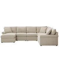 Closeout! Wrenley 131" 6-Pc. Fabric Modular Sectional Chaise Sofa, Created for Macy's