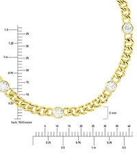 Cubic Zirconia Bezel Open Cable Link Chain Bracelet