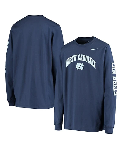 Big Boys and Girls Nike Navy North Carolina Tar Heels Arch and Logo 2-Hit Long Sleeve T-shirt