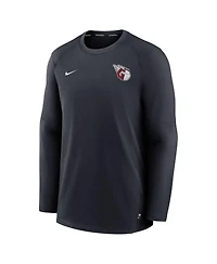 Men's Nike Navy Cleveland Guardians Authentic Collection Logo Performance Long Sleeve T-shirt