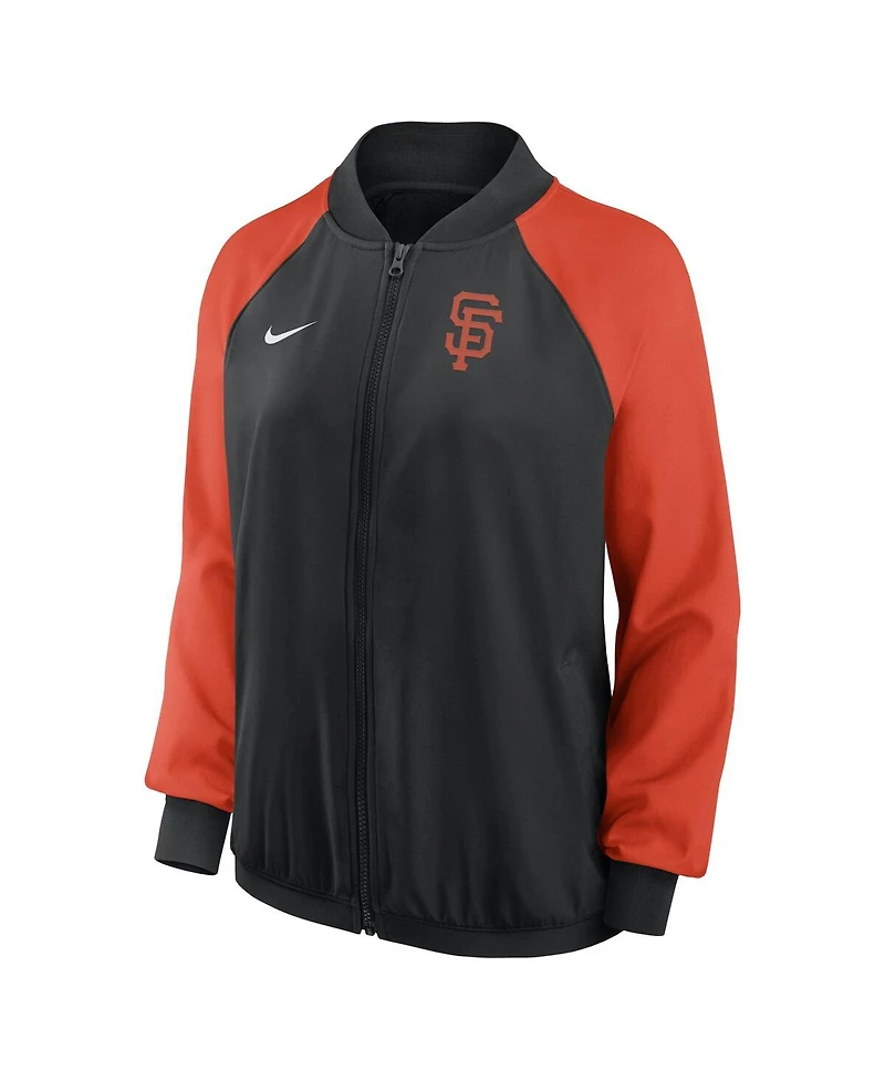 Women's Nike Black San Francisco Giants Authentic Collection Team Raglan Performance Full-Zip Jacket