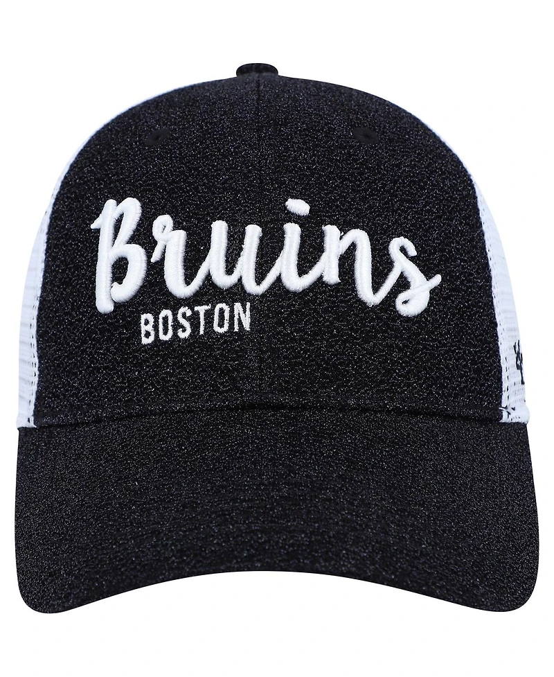 Women's '47 Brand Black, White Boston Bruins Encore Mvp Trucker Snapback Hat