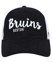 Women's '47 Brand Black, White Boston Bruins Encore Mvp Trucker Snapback Hat