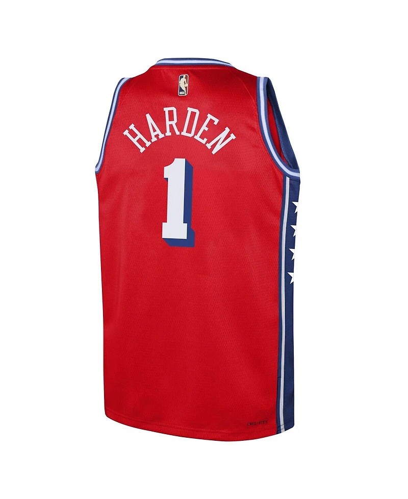 Big Boys and Girls Jordan James Harden Red Philadelphia 76ers 2022/23 Swingman Jersey - Statement Edition