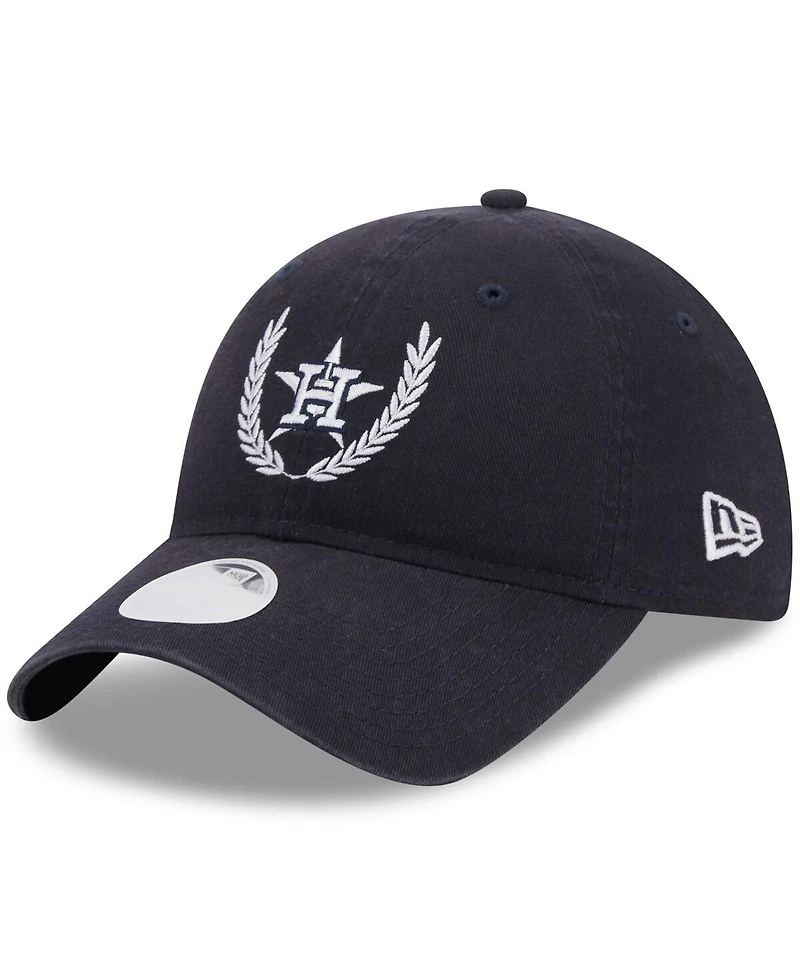 Women's New Era Navy Houston Astros Leaves 9TWENTY Adjustable Hat