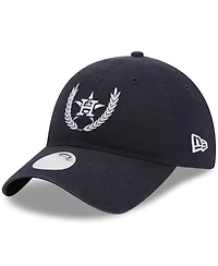 Women's New Era Navy Houston Astros Leaves 9TWENTY Adjustable Hat