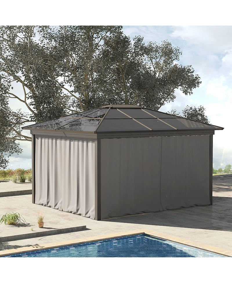 Outsunny 10' x 10' Universal Gazebo Sidewall Set with 4 Panels, 40 Hooks/C-Rings Included for Pergolas & Cabanas, Light Gray