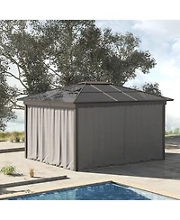 Outsunny 10' x 10' Universal Gazebo Sidewall Set with 4 Panels, 40 Hooks/C-Rings Included for Pergolas & Cabanas, Light Gray