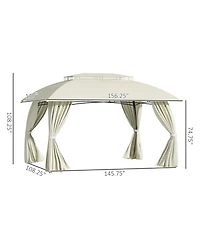 Outsunny 13' x 9' Patio Gazebo, Double Vented Roof, Curtains,