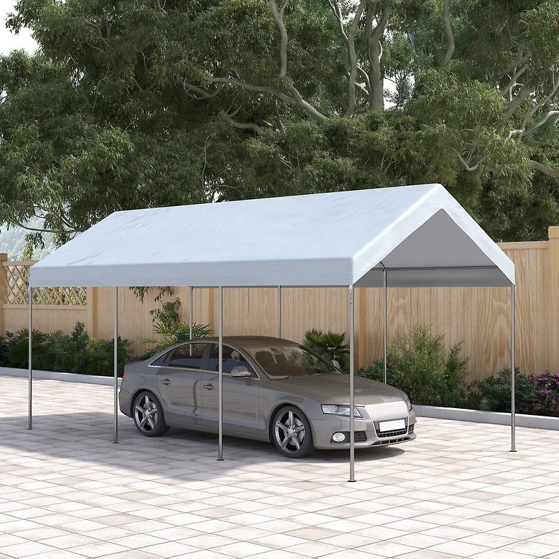 Outsunny 20' x 10' Height Adjustable Carport Patio Storage Shelter,