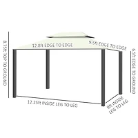 Outsunny 10' x 13' Gazebo, Aluminum, Mesh, 2 Tier Polyester Roof