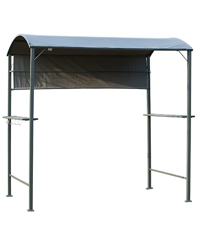 Outsunny 7ft Outdoor Double-tier Bbq Grill Canopy Gazebo w/ 2 Shelf, 5 Hooks