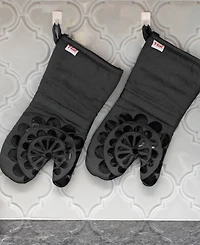 T-Fal Medallion Print Silicone and Cotton Twill Oven Mitt, Set of 2