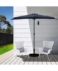 9 Ft Outdoor Patio Half Market Umbrella with Base Set