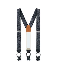 Trafalgar Men's Sobee Paisley Brace Bow Tie & Pocket Square Set