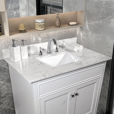 Streamdale Furniture 31 Inch Bathroom Vanity Top Stone Carrara New Style Tops With Rectangle Undermount