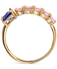Pink & Purple Cubic Zirconia Ring 14k Rose Gold-Plated Sterling Silver