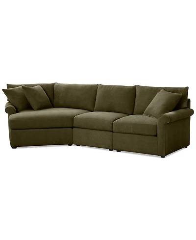 Closeout! Wrenley 131" 3-Pc. Fabric Modular Cuddler Chaise Sectional Sofa, Created for Macy's