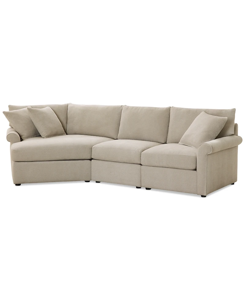 Closeout! Wrenley 131" 3-Pc. Fabric Modular Cuddler Chaise Sectional Sofa, Created for Macy's