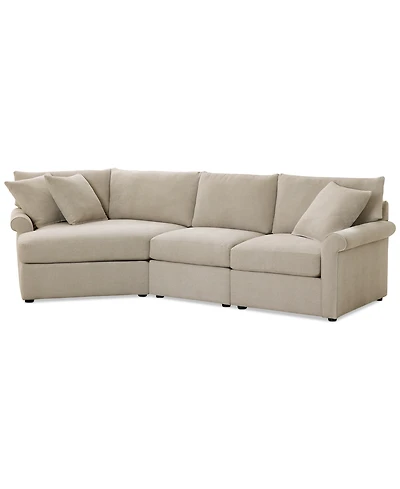 Closeout! Wrenley 131" 3-Pc. Fabric Modular Cuddler Chaise Sectional Sofa, Created for Macy's