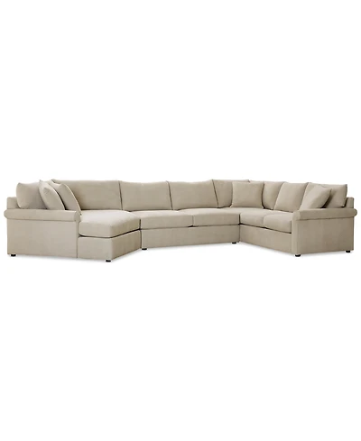 Closeout! Wrenley 170" 3-Pc. Fabric Sectional Cuddler Chaise Sofa, Created for Macy's