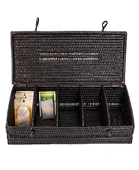 Artifacts Trading Company Rattan 5 Section Tea Box with Lid