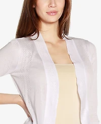 Belldini Women's 3/4 Sleeve Open Front Cardigan Sweater