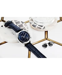 Stuhrling Rialto 3975L Men s Chronograph Watch – Quartz Movement, 44mm Stainless Steel Case, Leather Strap