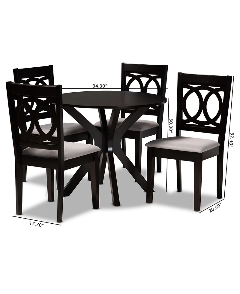 Sanne Modern and Contemporary Fabric Upholstered 5 Piece Dining Set