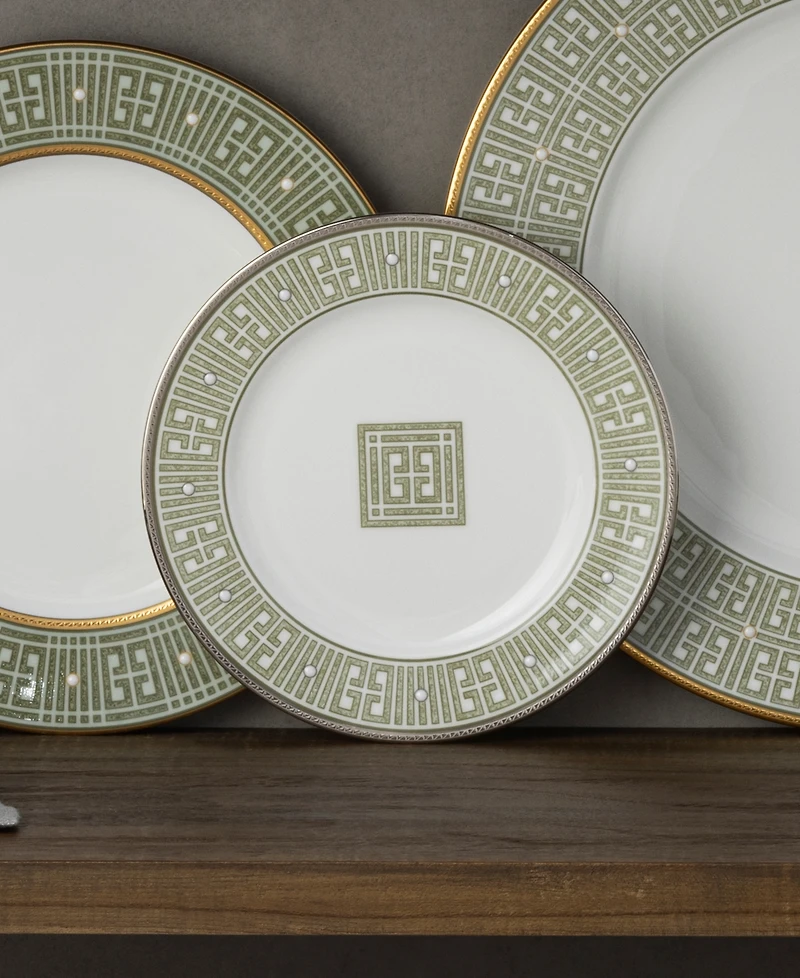 Noritake Infinity Green Platinum 4 Piece Bread Butter/Appetizer Plate Set, Service for 4