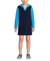 Lands' End Girls Long Sleeve Hooded Front Pocket Terry Cloth Swimsuit Cover-Up