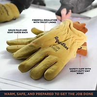 RefrigiWear Men's Warm Fleece Lined Fiberfill Insulated Leather Gloves