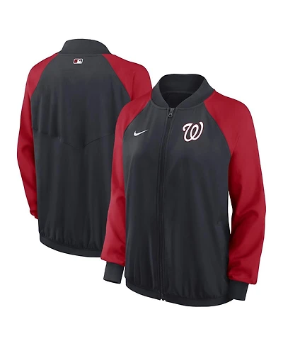 Women's Nike Navy Washington Nationals Authentic Collection Team Raglan Performance Full-Zip Jacket