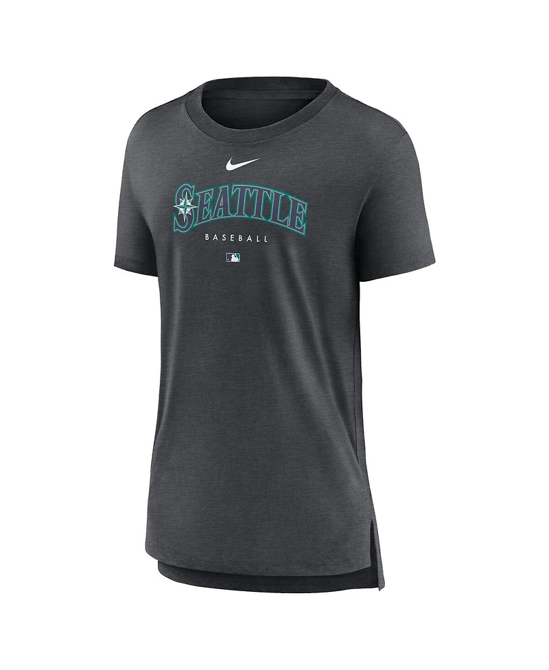 Women's Nike Heather Charcoal Seattle Mariners Authentic Collection Early Work Tri-Blend T-shirt