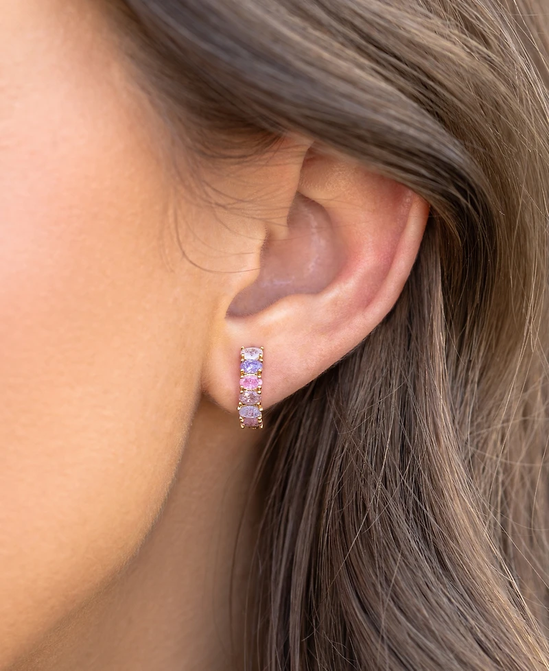 Girls Crew Enamel and Faux Cubic Zirconia Gradiant Dreaming about you Hoops Earrings