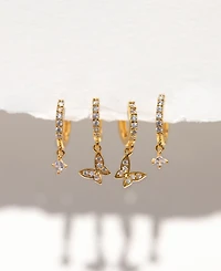 Girls Crew Faux Cubic Zirconia Fly with me Butterfly Hoops Earrings